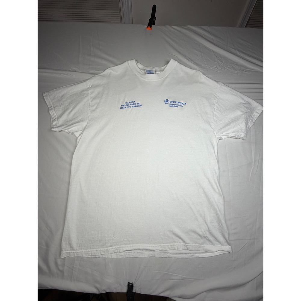 Hanes Beefy-T Vintage Motorola Radio Dealer T-Shirt Mens XL White Maryland